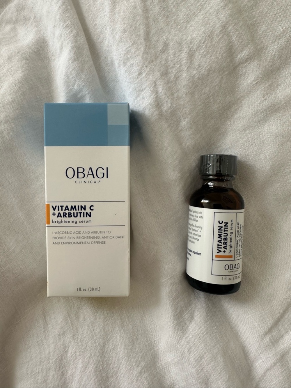 Obagi Vitamin C + Arbutin Brightening Serum - White, Blue & Orange Accents